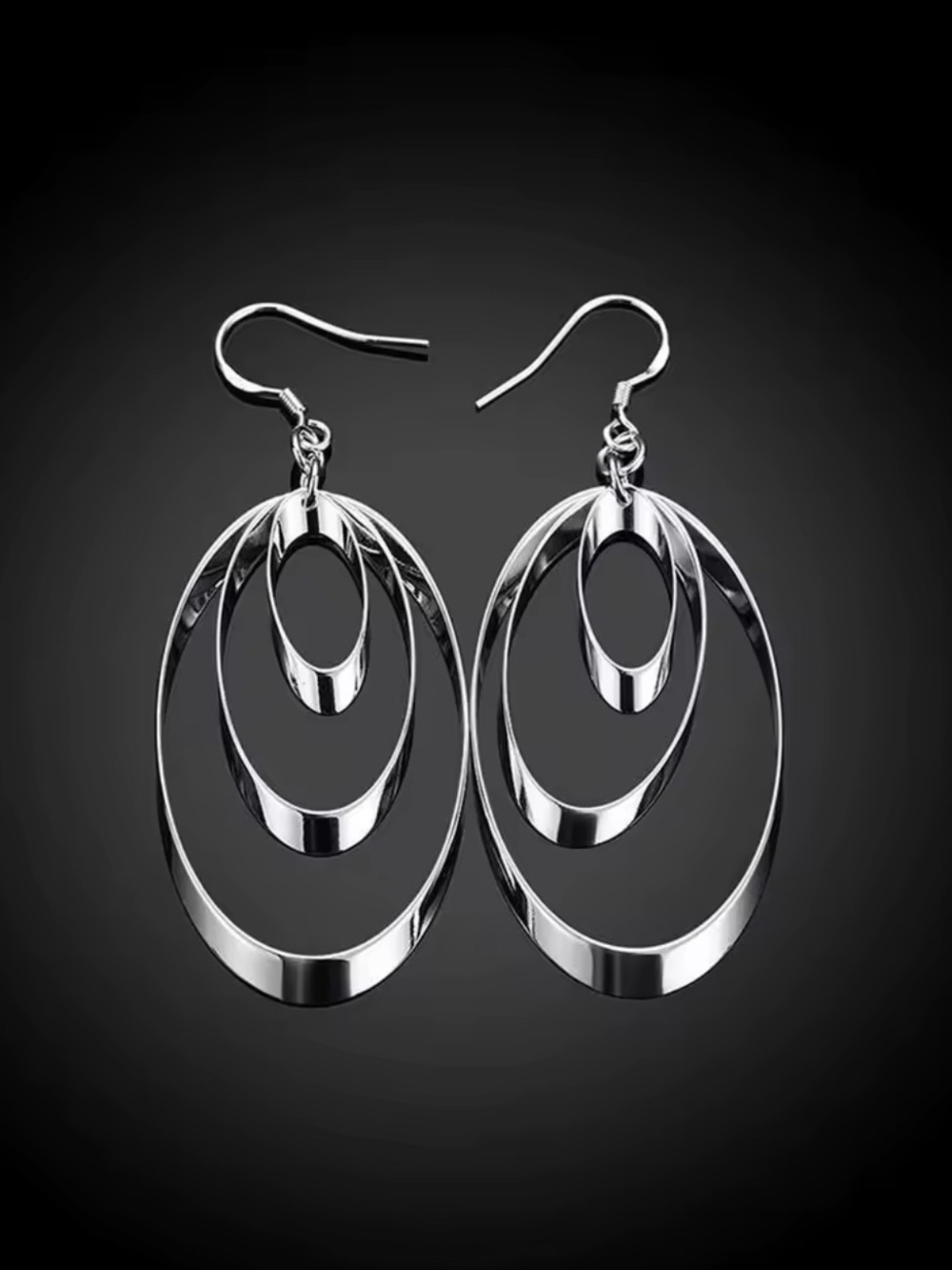 925 Sterling Silver Multi-Hoop Dangle Earrings 2.5” drop